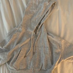 Garage xs cropped heather grey zip up
